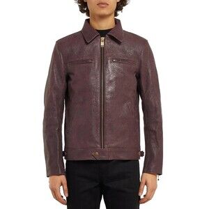 Blackmeans Distressed Leather Jacket Size 4 US Slim Fit M Mens Brown $2130
